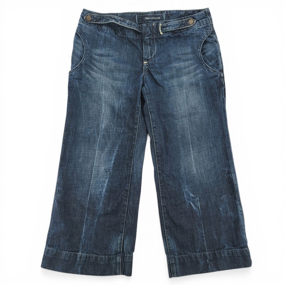 Citizens Humanity Womens 29 Jeans Cropped Wide‎ Leg Dark Wash Denim Premium USA